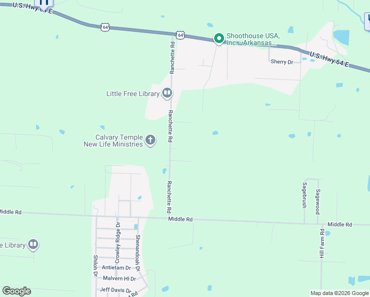 map of restaurants, bars, coffee shops, grocery stores, and more near 57 Ranchette Road in Conway