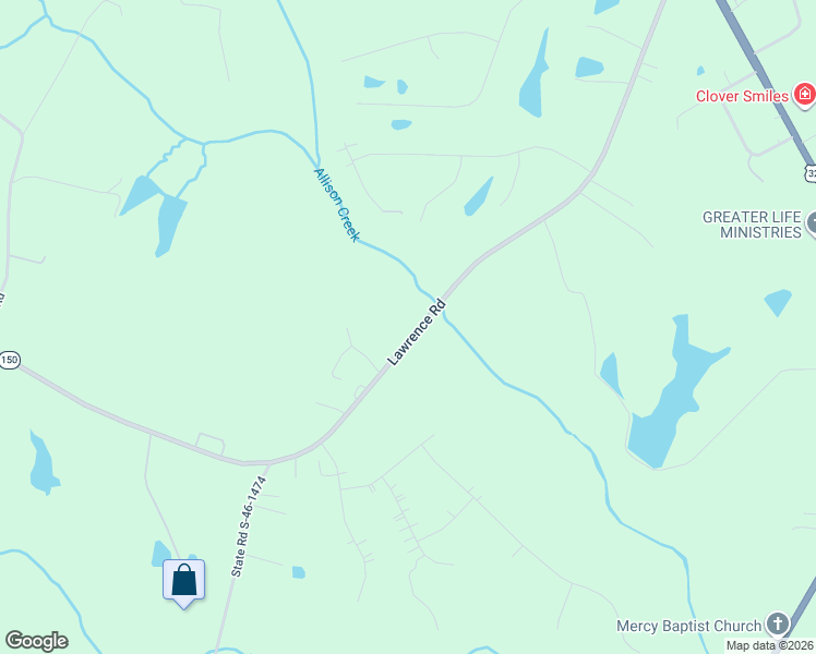 map of restaurants, bars, coffee shops, grocery stores, and more near 1438 Lawrence Road in Clover