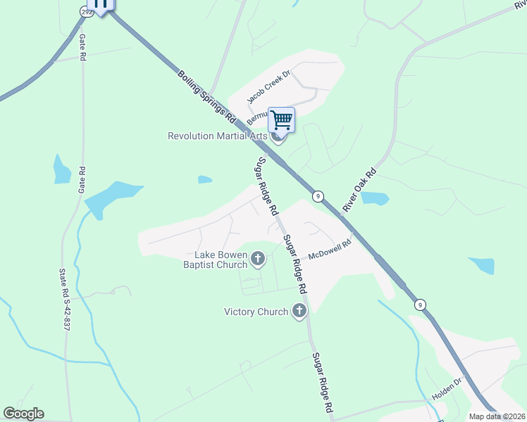 map of restaurants, bars, coffee shops, grocery stores, and more near 515 Blackstone Drive in Inman