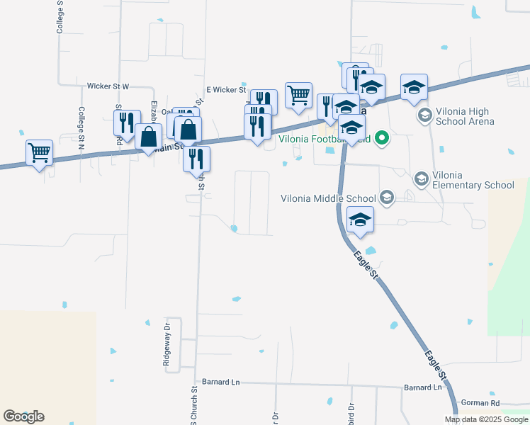 map of restaurants, bars, coffee shops, grocery stores, and more near 86 Farmhouse Circle in Vilonia