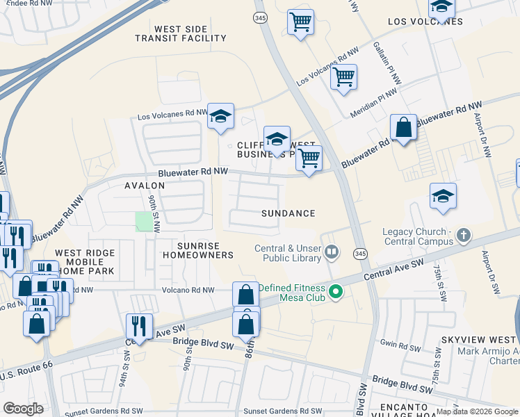 map of restaurants, bars, coffee shops, grocery stores, and more near 8701 Sonoma Avenue Northwest in Albuquerque