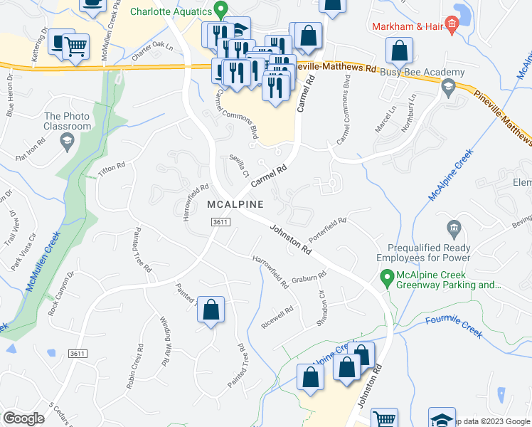 map of restaurants, bars, coffee shops, grocery stores, and more near in Charlotte