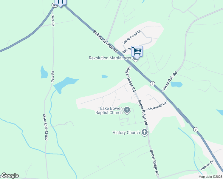 map of restaurants, bars, coffee shops, grocery stores, and more near 436 Cobblestone Drive in Inman
