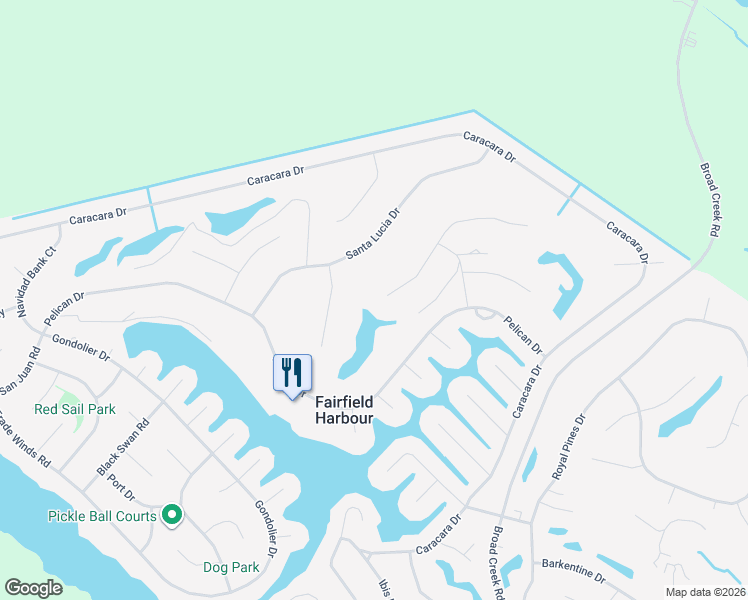 map of restaurants, bars, coffee shops, grocery stores, and more near 1215 Mona Passage Court in New Bern