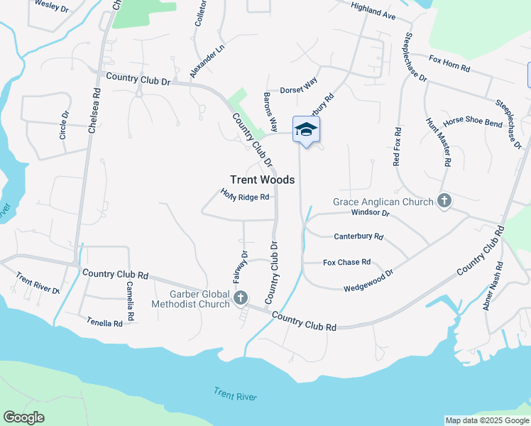 map of restaurants, bars, coffee shops, grocery stores, and more near 4102 Norman Road in Trent Woods
