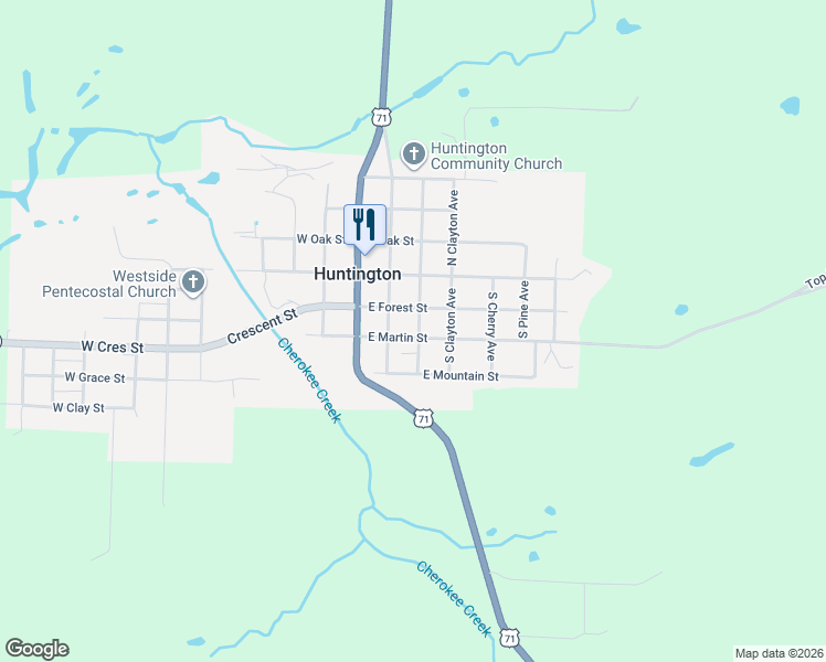 map of restaurants, bars, coffee shops, grocery stores, and more near 214 East Martin Street in Huntington