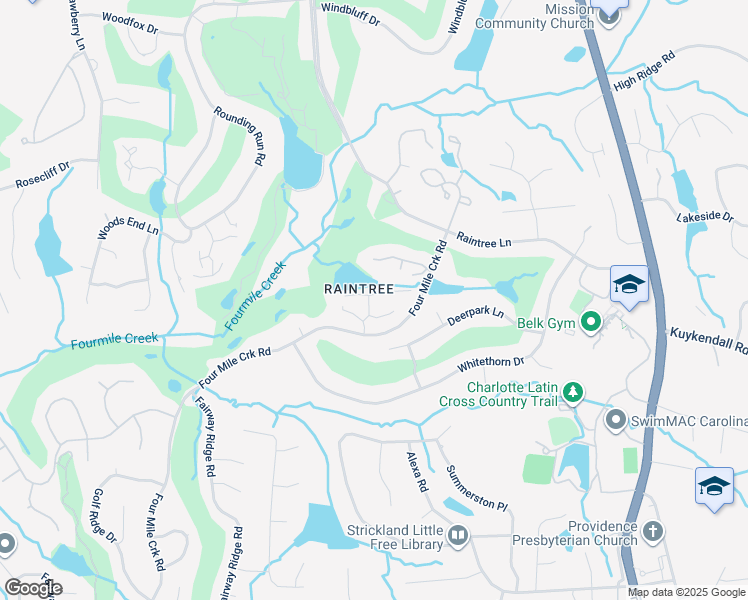 map of restaurants, bars, coffee shops, grocery stores, and more near 9000 Saint Pierre Lane in Charlotte