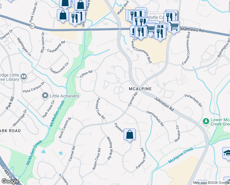 map of restaurants, bars, coffee shops, grocery stores, and more near in Charlotte