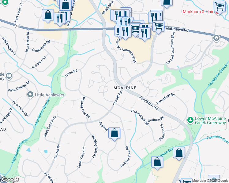 map of restaurants, bars, coffee shops, grocery stores, and more near 11153 Harrowfield Road in Charlotte