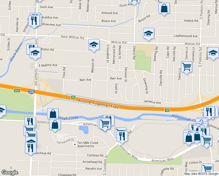 map of restaurants, bars, coffee shops, grocery stores, and more near 1872 South Goodlett Street in Memphis