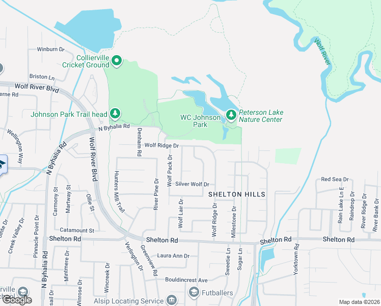 map of restaurants, bars, coffee shops, grocery stores, and more near 1527 Howling Drive in Collierville