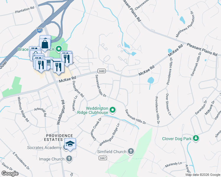 map of restaurants, bars, coffee shops, grocery stores, and more near in Charlotte