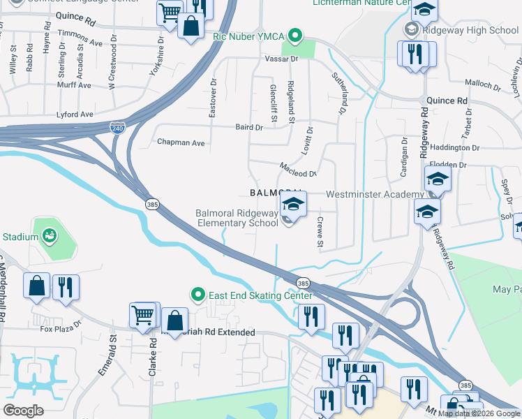 map of restaurants, bars, coffee shops, grocery stores, and more near 5824 Lynnfield Cove in Memphis