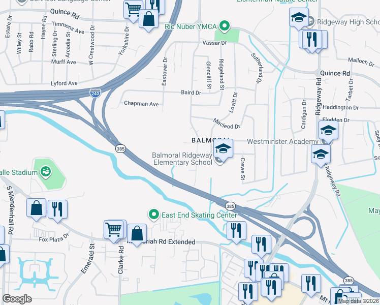 map of restaurants, bars, coffee shops, grocery stores, and more near 5824 Lynnfield Cove in Memphis