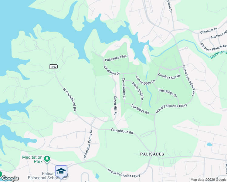map of restaurants, bars, coffee shops, grocery stores, and more near 17120 Green Hill Road in Charlotte