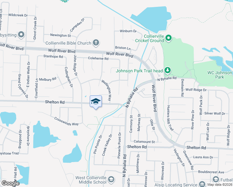 map of restaurants, bars, coffee shops, grocery stores, and more near 1495 Grayson Cove in Collierville
