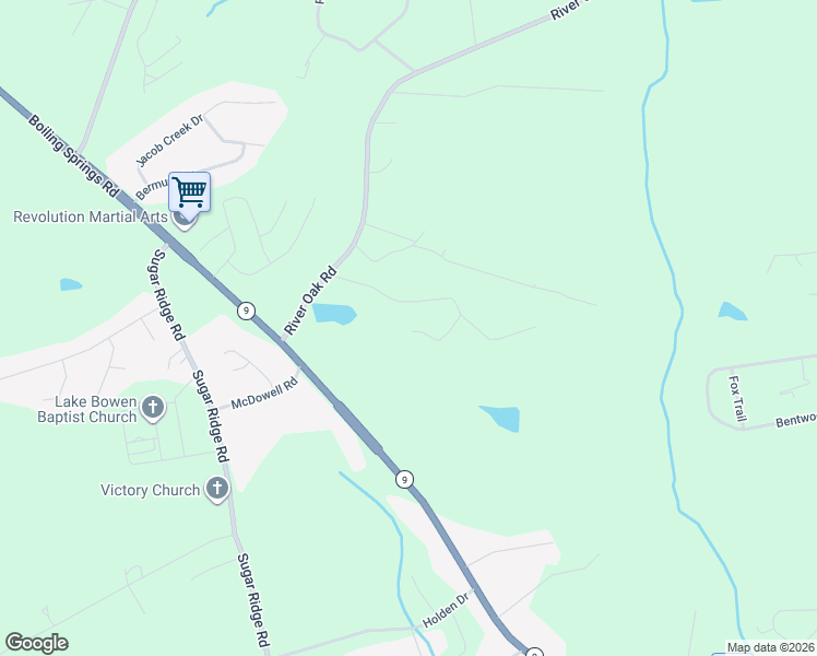 map of restaurants, bars, coffee shops, grocery stores, and more near 190 Riveroak Road in Inman