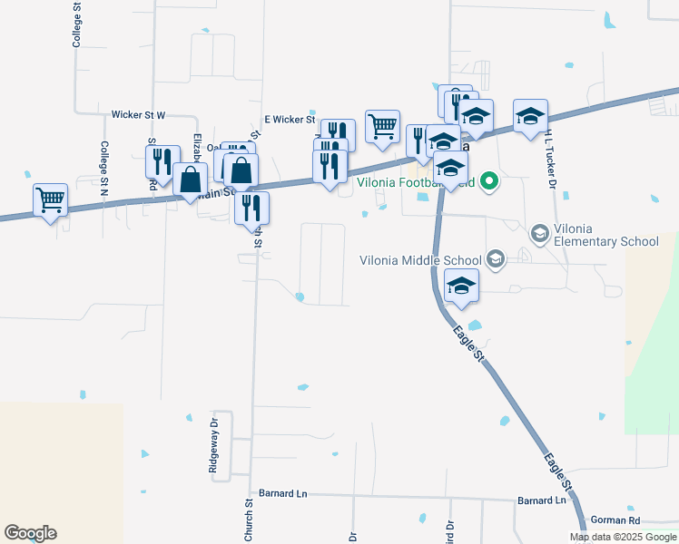 map of restaurants, bars, coffee shops, grocery stores, and more near 86 Farmhouse Circle in Vilonia