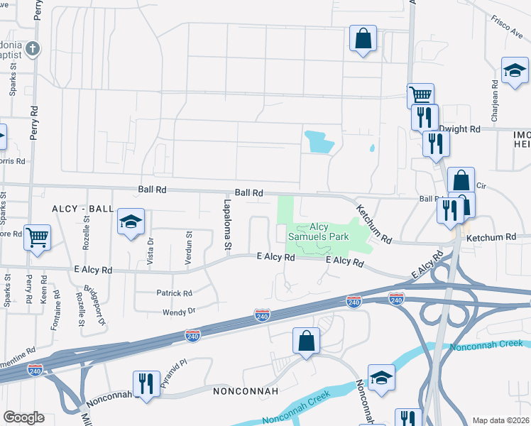 map of restaurants, bars, coffee shops, grocery stores, and more near 1974 Carbondale Drive in Memphis