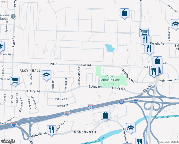 map of restaurants, bars, coffee shops, grocery stores, and more near 1974 Carbondale Drive in Memphis