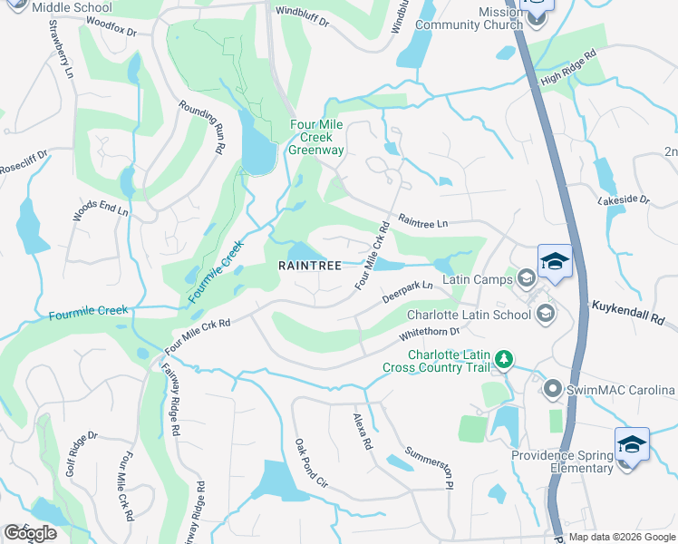 map of restaurants, bars, coffee shops, grocery stores, and more near 9014 Saint Pierre Lane in Charlotte