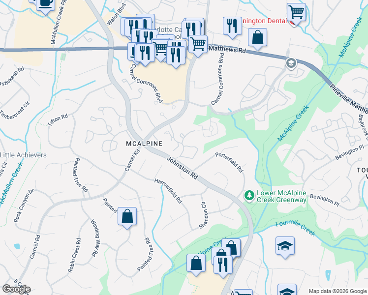 map of restaurants, bars, coffee shops, grocery stores, and more near in Charlotte
