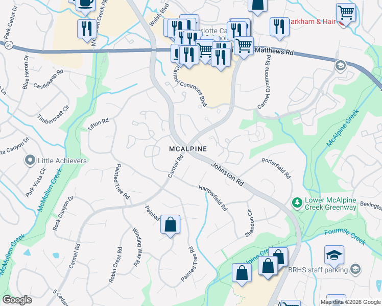 map of restaurants, bars, coffee shops, grocery stores, and more near in Charlotte