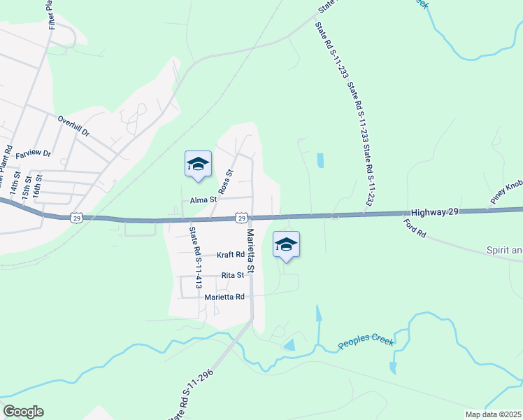 map of restaurants, bars, coffee shops, grocery stores, and more near 3011 Cherokee Ave in Gaffney