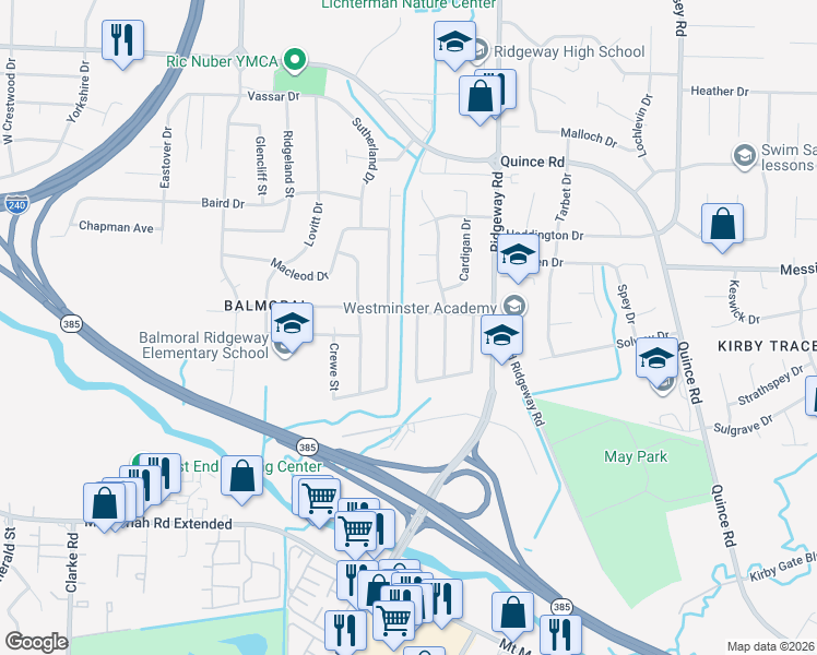 map of restaurants, bars, coffee shops, grocery stores, and more near 2509 Chumley Drive in Memphis
