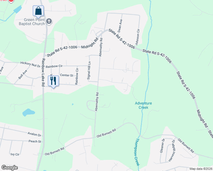 map of restaurants, bars, coffee shops, grocery stores, and more near 320 Abernathy Road in Inman