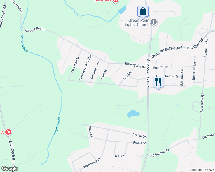map of restaurants, bars, coffee shops, grocery stores, and more near 191 Wynette Way in Inman