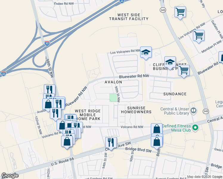 map of restaurants, bars, coffee shops, grocery stores, and more near 9201 Starboard Road Northwest in Albuquerque