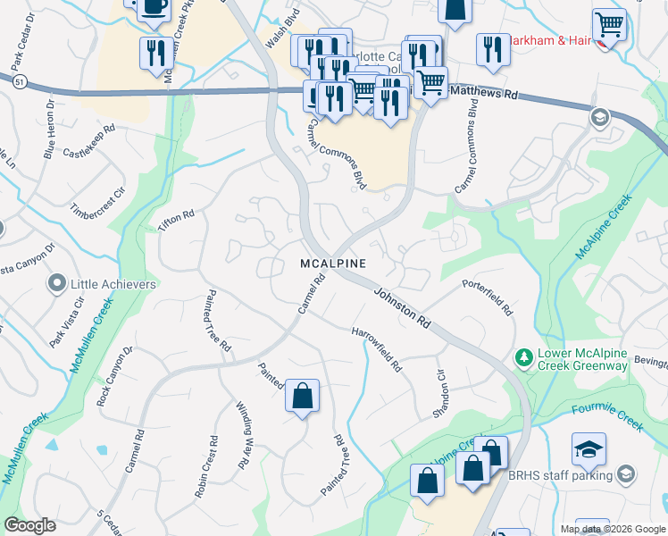 map of restaurants, bars, coffee shops, grocery stores, and more near in Charlotte