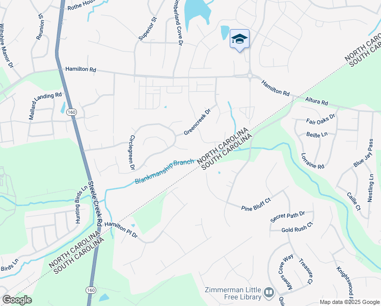 map of restaurants, bars, coffee shops, grocery stores, and more near 13526 Quiet Stream Court in Charlotte