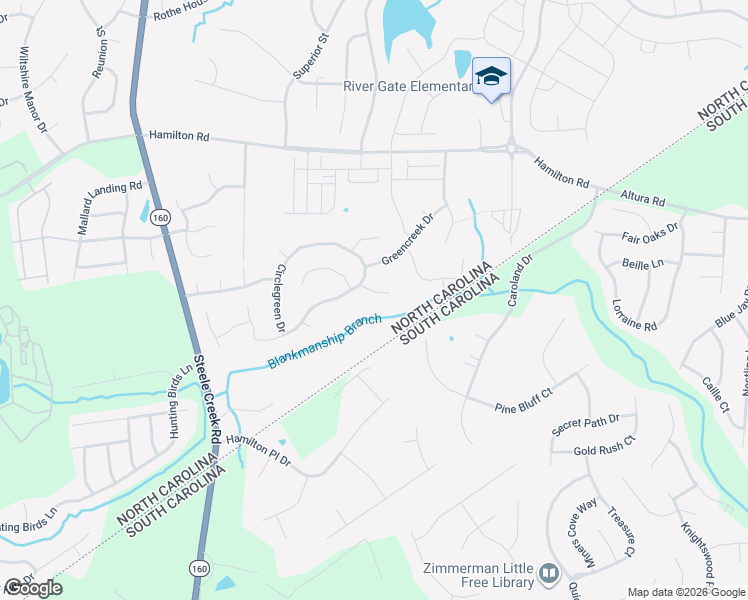 map of restaurants, bars, coffee shops, grocery stores, and more near 13526 Quiet Stream Court in Charlotte
