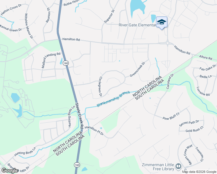 map of restaurants, bars, coffee shops, grocery stores, and more near 15845 Circlegreen Drive in Charlotte