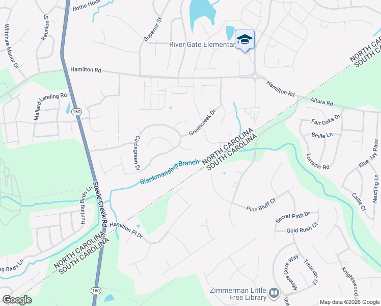 map of restaurants, bars, coffee shops, grocery stores, and more near 13526 Quiet Stream Court in Charlotte