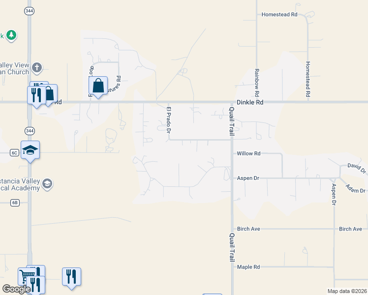 map of restaurants, bars, coffee shops, grocery stores, and more near 34 El Prado Drive in Edgewood