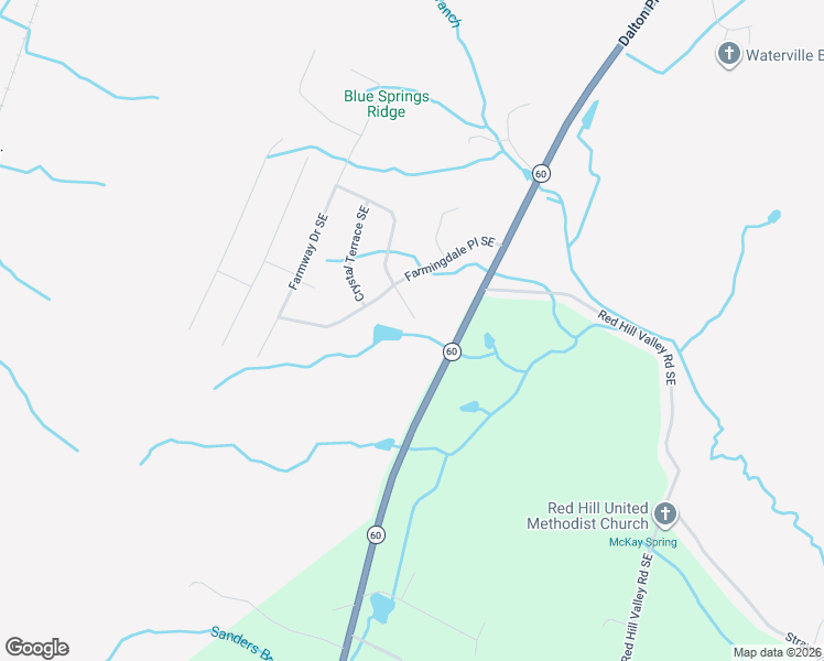 map of restaurants, bars, coffee shops, grocery stores, and more near 158 Woods Lake Way Southeast in Cleveland