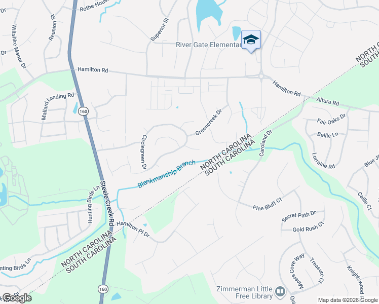 map of restaurants, bars, coffee shops, grocery stores, and more near 13526 Quiet Stream Court in Charlotte