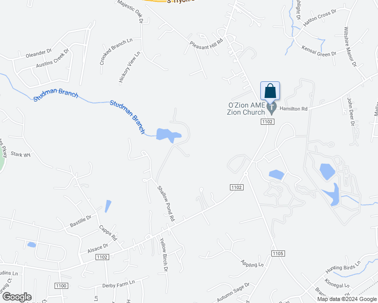 map of restaurants, bars, coffee shops, grocery stores, and more near 16401 Shallow Pond Road in Charlotte