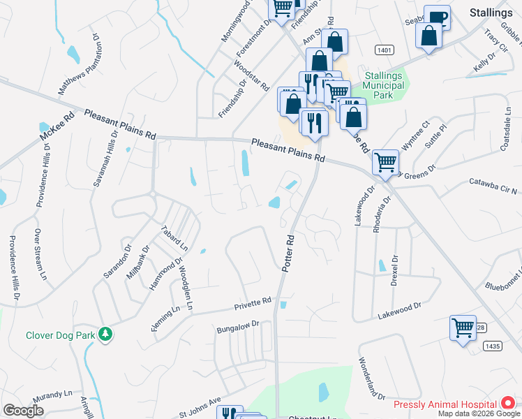 map of restaurants, bars, coffee shops, grocery stores, and more near 201 Marquis Court in Matthews