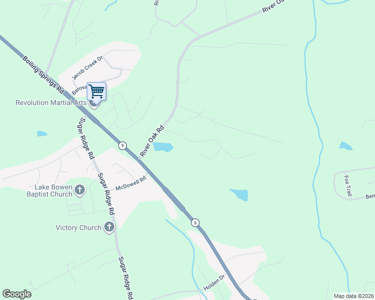 map of restaurants, bars, coffee shops, grocery stores, and more near 190 Riveroak Road in Inman