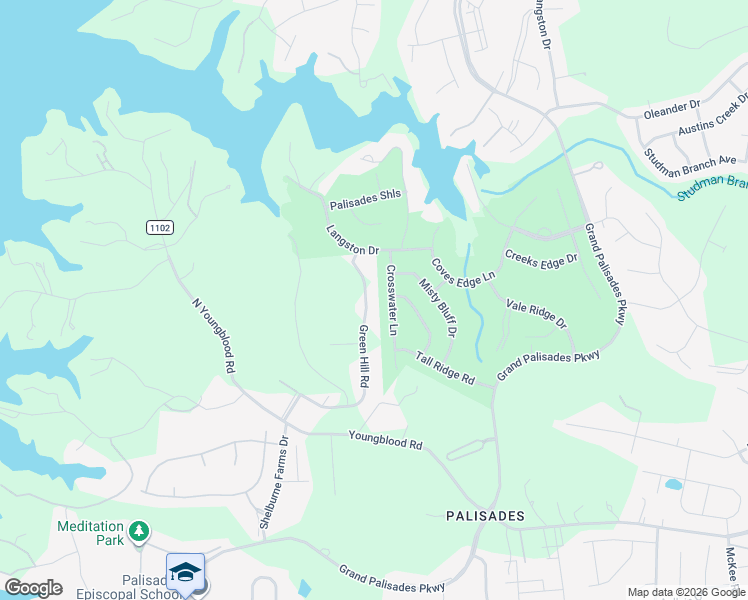 map of restaurants, bars, coffee shops, grocery stores, and more near 17120 Green Hill Road in Charlotte
