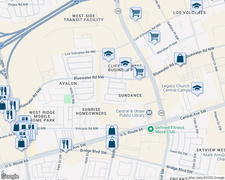 map of restaurants, bars, coffee shops, grocery stores, and more near 8823 Sonoma Avenue Northwest in Albuquerque
