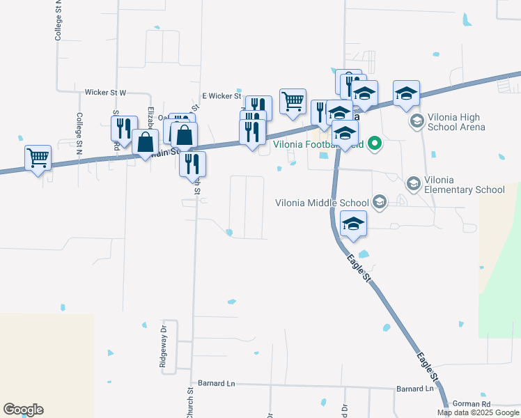 map of restaurants, bars, coffee shops, grocery stores, and more near 86 Farmhouse Circle in Vilonia