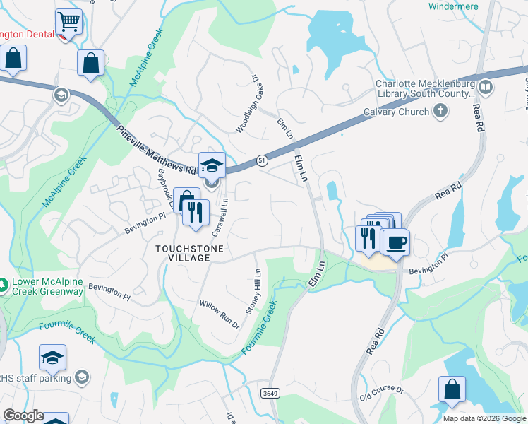 map of restaurants, bars, coffee shops, grocery stores, and more near in Charlotte