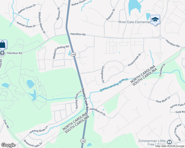 map of restaurants, bars, coffee shops, grocery stores, and more near 13043 Hamilton Green Dr in Charlotte