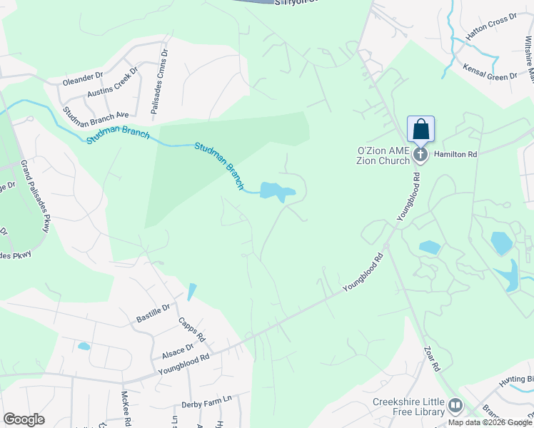 map of restaurants, bars, coffee shops, grocery stores, and more near 16401-16409 Shallow Pond Road in Charlotte