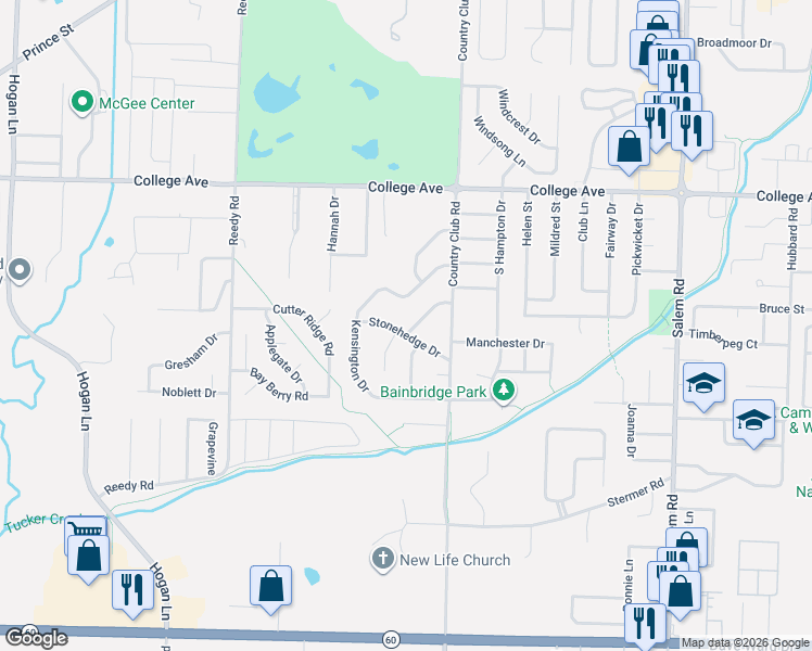 map of restaurants, bars, coffee shops, grocery stores, and more near 9 Stonehedge Drive in Conway